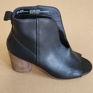 Lucca Lane Black Leather Peep Toe Ankle Boots